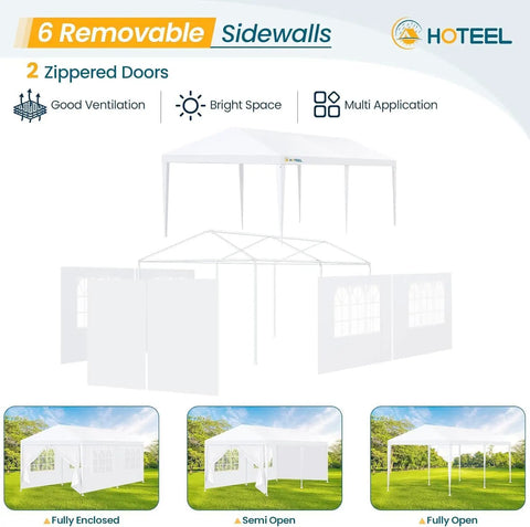 10x20 Ft Outdoor Party Tent Canopy With 6 Removable Sidewalls, 2 Zipper Doors, and Steel Frame for Outdoor Parties