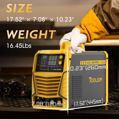 4 In 1 MIG Welder 180A Multiprocess Kit Gas MIG Flux MIG Stick Lift TIG With Torch 110V 220V Welding Machine size and weight