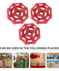 Red Cast Iron Handwheel Valve Handles Replacement Set For Gate And Ball Valves With Flat Bottom Design Three Piece Pack