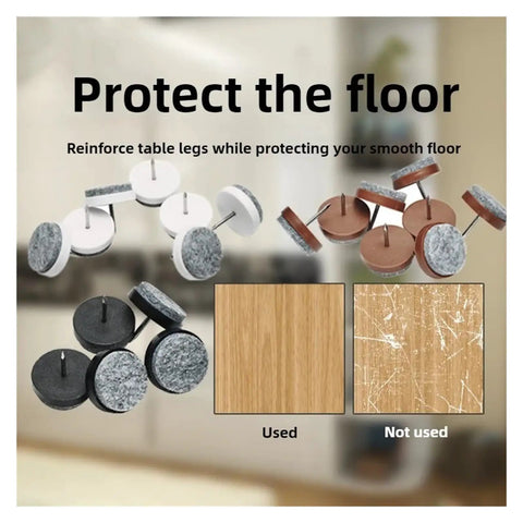 Solid Setup Chair Leg Floor Protectors Thirty Piece Pack Brown Felt Foot Pads showcasing various colors and textures for floor protection.