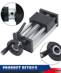 100mm Travel Double Optical Axis Manual Sliding Table With Rock Solid Linear Rail Guide And Ballscrew SFU1605 Handwheel Included For DIY CNC Router Machine And Milling Projects black aluminum unit with handwheel
