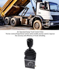 Image of Proportional Dump Truck Valve With Three Holes And Two Working Positions, PTO Switch on a dump truck and in close-up view.