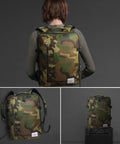Underseat Carry On Travel Backpack 21L Lightweight Laptop Bag Fits MacBook Pro 16 Underseat Airline Bag Green Camo worn on back
