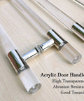Clear Acrylic Barn Door Handle Hardware Kit For Office Sliding Doors, Double Sided Pull Handles, Zilver Finish 120cm