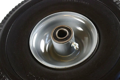 Heavy Duty Solid Rubber Flat Free Tubeless Hand Truck Tire Wheel For Carts And Dollies, close-up of hub and bearing
