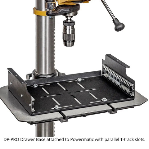 Dead Nuts Straight 36 By 36 Inch Drill Press Table Master System featuring DP-PRO Drawer Base on Powermatic