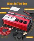 Tailgate Beast 1000W Peak Power Inverter Converts 12V DC To 110V AC with 3 AC outlets and cables, compact design.