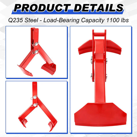 Heavy Duty Vertical Drum Lifter For 55 Gallon Steel Or Plastic Barrels Handles Up To 1100 Pounds with red clamp design and Q235 steel material.