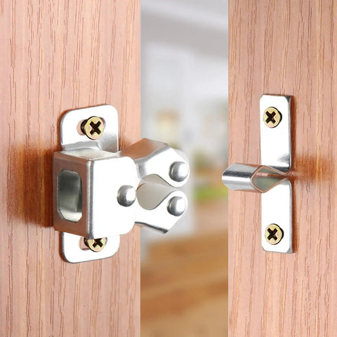 Five Pack Double Roller Door Catches For Cabinets And Cupboards With Screws Bronze Finish Mounting Hardware installed on wood