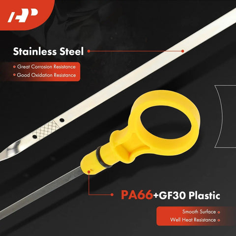 5.0L V8 Engine Oil Dipstick For Ford F-150 And Mustang 2011 2012 2013 2014 Replaces BR3Z6750A BR3Z-6750-A stainless steel with yellow handle