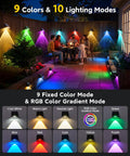 Make Your Outdoors Slay With These Big Time Solar Fence Lights 10 Pack showing colorful RGB LED lights in garden setting.