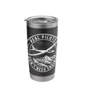 Sailplane Pilot Club Insulated Stainless Steel Tumbler with glider print for flight school crew, mountain background, BPA-free lid.