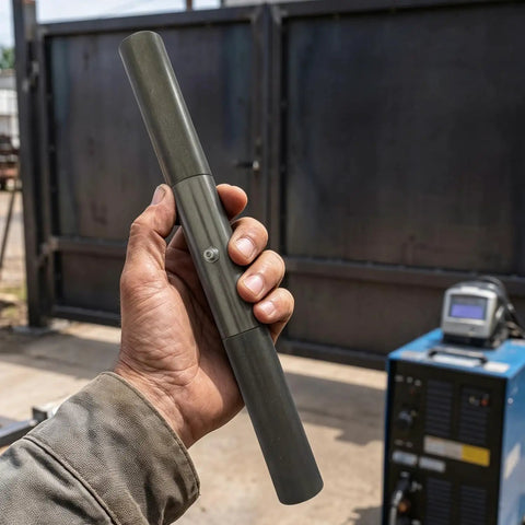 Hand holding Heavy Duty Weld On Trailer Ramp Hinges Forged From Premium Carbon Steel for easy installation and usage.