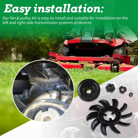 Fan and Pulley Kit for Hustler Raptor and Raptor SD Ride-On Mowers, Replaces 72134, Fits Left and Right Transmission System