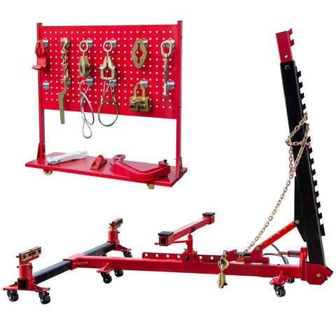 Heavy Duty Auto Body Frame Puller 5 Ton 49kN Straightener and Dent Repair Tool for Car Restoration with adjustable post.