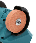 Close-up of Hamwesh 5500 RPM Bench Grinder wheel, showcasing its precision metal buffer for sharpening tasks.