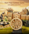 3D Wooden Puzzle Catapult Kit For Adults And Teens, DIY STEM Model Building Toy, Educational Wooden Cannon Project That Fires Ping Pong Balls, Hands On Mechanical Challenge For Fun And Learning, wooden cannon side view