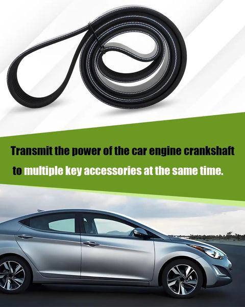 Hyundai Elantra Kona Tucson Serpentine Drive Belt 6PK1780 Beefed Up Durable EPDM Replacement Part K060700 Fit Alternator Water Pump AC Compressor 2015 2021 L4 1.8L 2.0L, coiled black EPDM serpentine belt
