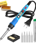 80W Digital Soldering Iron Kit With LCD Display, Ceramic Heater, Fast 20 Second Heat Up shown with accessories and solder.