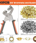 Three Eighth Inch Grommet Tool Kit Pro Grade Heavy Duty Handheld Pliers Set With 500 Eyelets for fabric and leather crafts