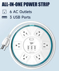 All In One Dope Surge Protector Power Strip With Smart Design 4 Feet Flat Extension Cord 6 Outlets And 3 USB Quick Charge Ports