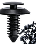 Badass 50 Piece Black Nylon Door Trim Panel Retainer Clips And Interior Fasteners For Ford, detailed view of a fastener clip.