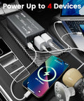 Beast 400W Pure Sine Wave Car Inverter 12V To 110V AC Converter charging multiple devices in a car interior.