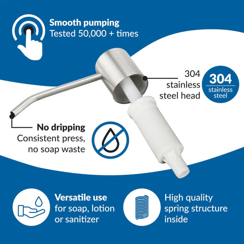 Stainless Steel Kitchen Soap Dispenser With Brushed Nickel Finish And 47 Inch Extension Tube Kit Go To Countertop Dish