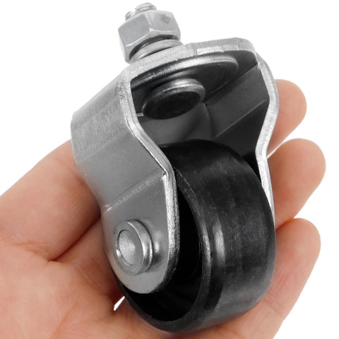 Universal Hydraulic Floor Jack Caster Wheel Replacement 2.75x1.96x1.57 In, steel, shown in hand for size reference.