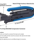 Pro Grade Coax Cable Crimping Kit with Adjustable Tool for RG6 RG59 RG7 RG11 Compression Connectors, durable non-slip handle