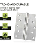 Image of a strong and durable Beefy Heavy Duty Stainless Steel Ball Bearing Door Hinge, 5 by 4 inch, with key features highlighted.