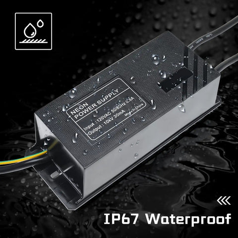 High Power Neon Sign Transformer For Glass Neon Lights 10KV 30mA Power Supply 120V AC 50 Hertz 60 Hertz Indoor Use Low EMI IP67 waterproof