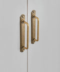 Antique Brass Drawer Pulls With Backplates Five Point Zero Four Inch Center To Center Zinc Alloy Cabinet Handles on cabinet doors
