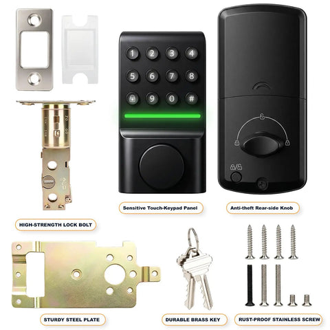 Seamless Keyless Entry Deadbolt With Offline Smart Keypad Doorlock Silent Night Mode Led Indicator For Rock Solid Home Security And Easy Peasy Installation