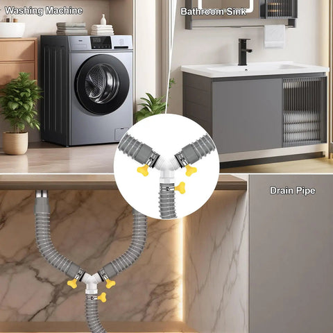 Heavy Duty Universal Drain Hose Fitting Tee With Three Secure Clamps For Washing Machine And Dishwasher Connect under sink setup.