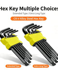 Premium Extra Long Ball End Hex Key Set Crafted From Heat Treated Crv Steel With Black Oxide Finish For High Torque Work And Stubborn Fasteners That Come In A Metric 9 Piece Kit, extra long type