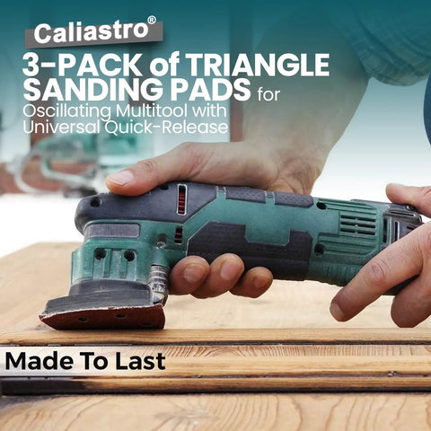 Triangle Sanding Pads For Oscillating Multitool With Universal Quick Release Pro Diy Friendly Three Pack Of Three And One Eighth Inch in use