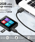 Bluetooth 5.2 MP3 Player With 32GB Built In, Dope Portable Mini Music Player, USB connected to laptop, microSD on marble surface