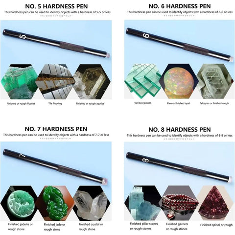 Portable Hardness Tester Kit With 5 To 9 Scratching Picks For Gemstones Jade Jewelry Rocks And Minerals Ergonomic Durable Metal Scratch Test Set For Field Or Home Identification, hardness pen set