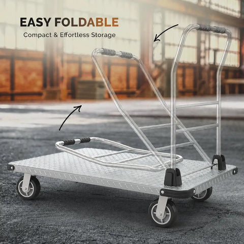 Beefy 3000 Lbs Capacity Foldable Push Cart Dolly Moving Platform Hand Truck Heavy Duty Space Saving Collapsible Swivel Flatbed Wagon For Furniture And Luggage Lifting, foldable metal platform with 4 wheels