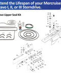 Upper Unit Seal Kit For Bravo Stern Drive Replacement Marine Grade Gasket Set To Stop Leaks Restore Performance And Smooth Shifts For Bravo I II III Today with diagrams and components.