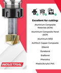 Snag These Heavy Duty Zirconium Nitride Coated Carbide V Groove Router Bits, suitable for ACM, aluminum, and plastic cutting.
