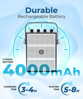 Back view of 100W All In One Voice Amplifier With Two Wireless Microphones And Big Pro Sound Portable Bluetooth PA System showing battery specs.