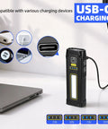 Dope Ultra Bright UV Flashlight 365nm And 395nm Blacklight Mini EDC USB C Rechargeable with charging ports and cable.