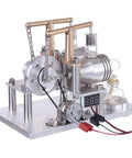Top-Tier Stirling Engine Generator Model Set 3 twin-cylinder brass and aluminum alloy desktop physics demo kit with quartz glass parts.