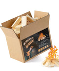 Open box of Mini Fire Wood Sticks With 12 Fire Starters Fast Easy Starts Kiln Dried Pine 3.5 Inch Length Waterproof Charcoal Starters