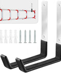 Heavy Duty Stainless Steel Wall Mount Garage Hooks Set Of 2 With 50Lb Capacity Each For Garden Hose Bikes Ladders And Tools