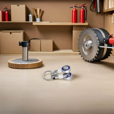 Heavy Duty Curtain Track Gliders 30 Pack with All Metal Bearings, shown on a wooden surface with other tools in a workshop.