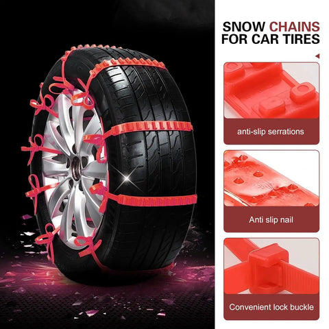 Hella Grippy Nylon Snow Chains For Passenger Car Tires, Auto Adjusting Traction Cable Set with multi groove serrated tread.