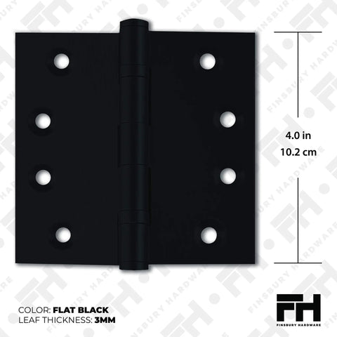 Heavy Duty Ball Bearing Door Hinges 4x4 Inch Set Of 3 Solid Brass Matte Black Flat Finish For Heavy Doors Smooth Operation And Long Lasting Durability Built To Take A Beating For Residential And Commercial Use